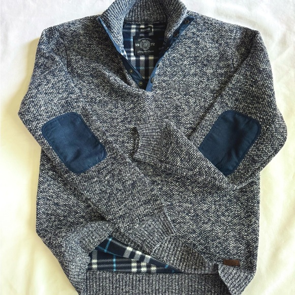 Stylish Button-Up Sweater Stand Collar Blue Mix - Picture 6 of 15